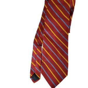 Brooks Brothers Basics Mens Red Gold Blue Striped Silk Necktie Made in USA 4x56